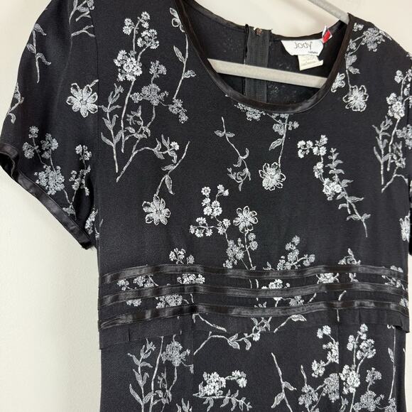 Vtg 90s Jody California Floral Midi Dress Sz 9 Black Ruffle Modest Cottagecore - Picture 4 of 11
